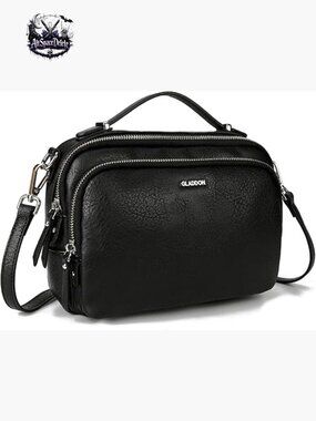 Small Vegan Leather Crossbody Bag with Multi Pockets and Top Handle